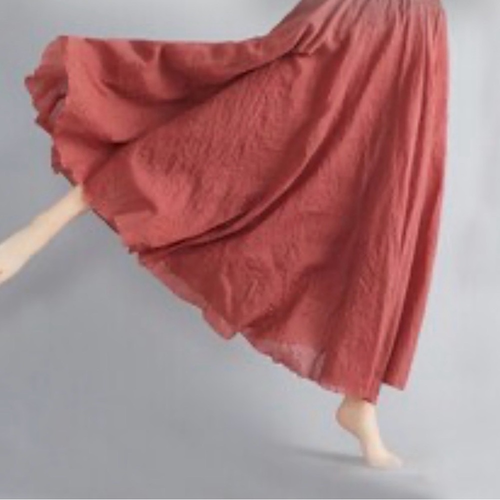 NWOT Chic Terracotta Linen Maxi Skirt